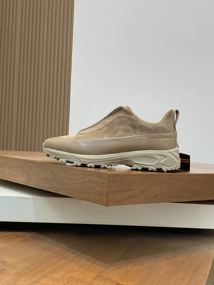 Zegna BEIGE Deerskin Triple Stitch™ Sneakers for Men