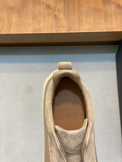 Zegna BEIGE Deerskin Triple Stitch™ Sneakers for Men