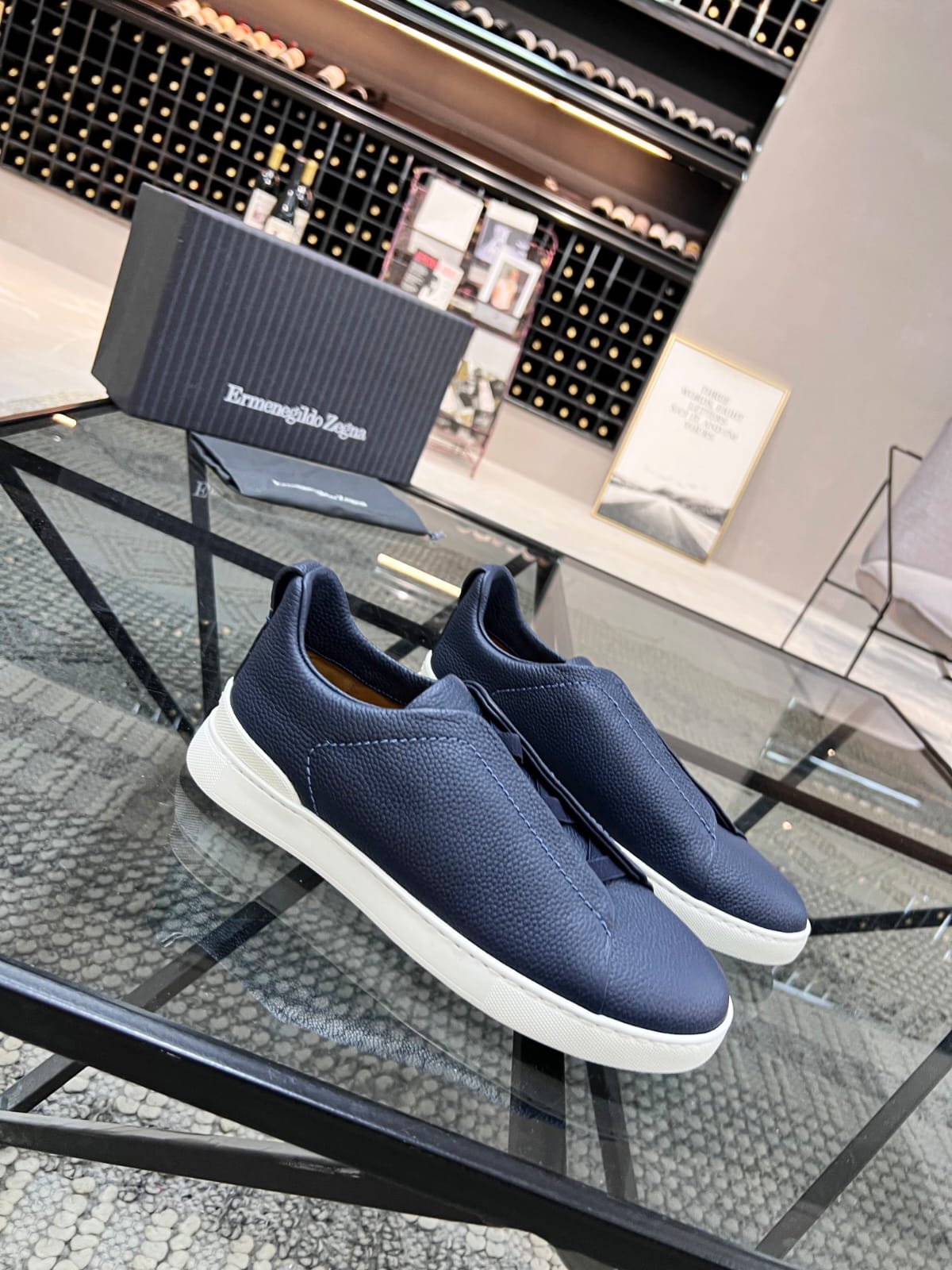 Zegna Blue Triple Stitch™ SECONDSKIN Sneakers for Men
