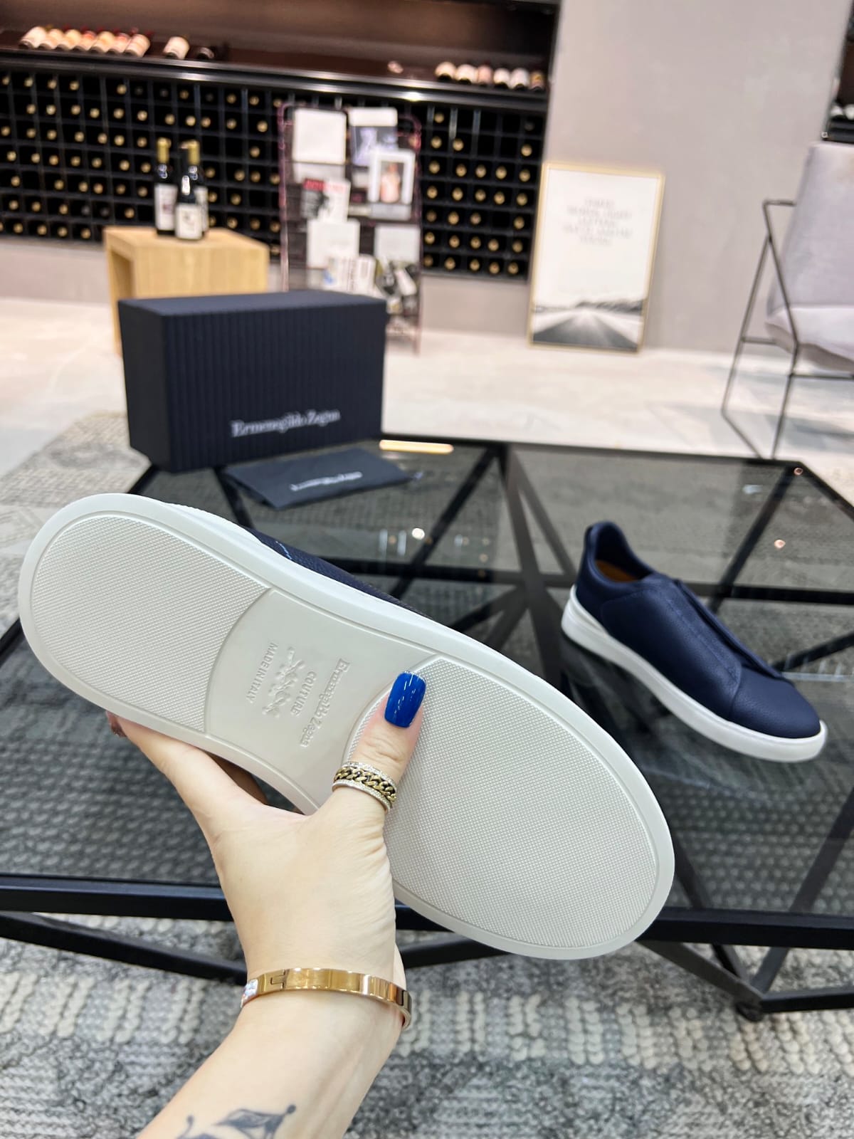 Zegna Blue Triple Stitch™ SECONDSKIN Sneakers for Men