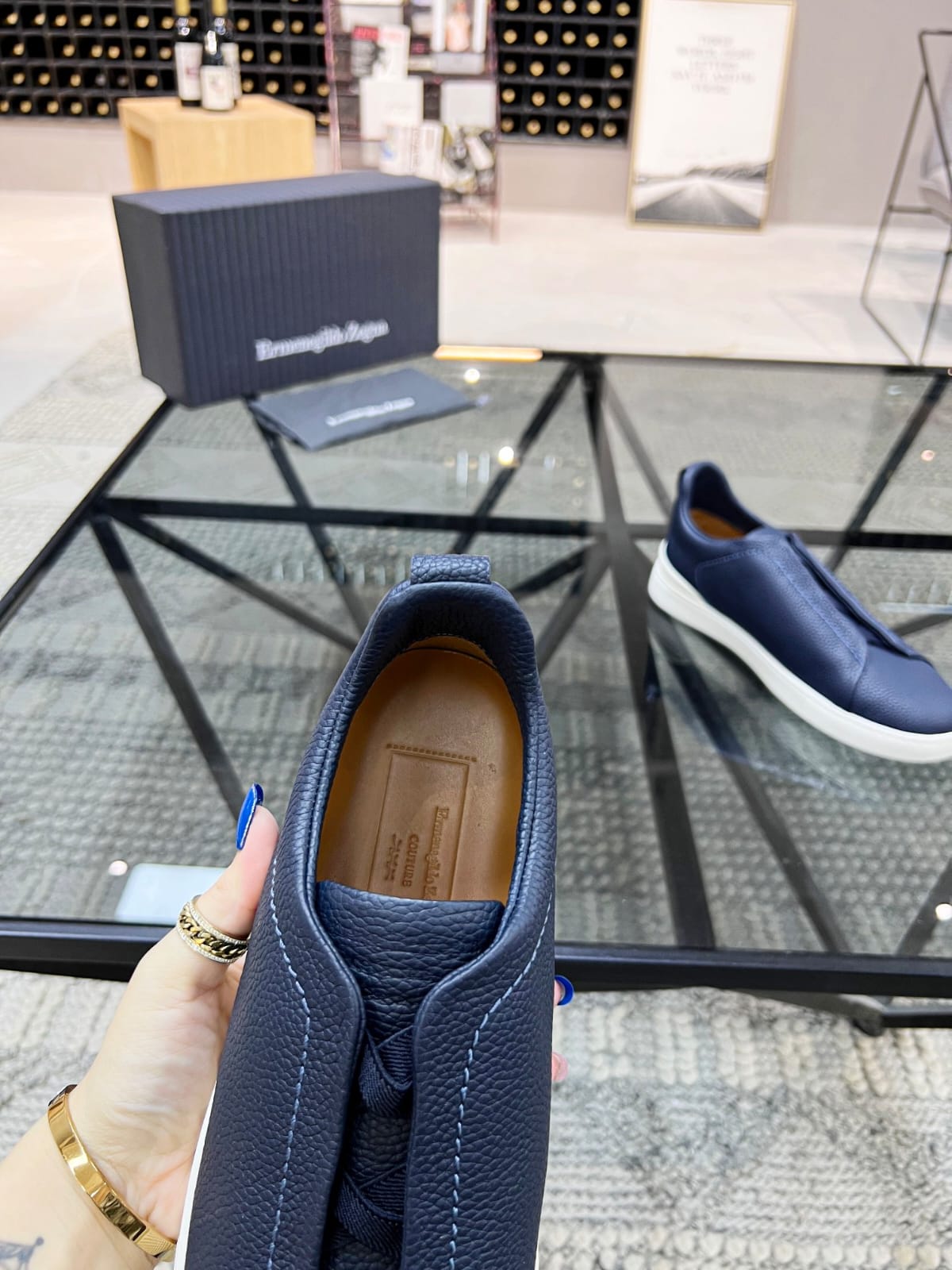 Zegna Blue Triple Stitch™ SECONDSKIN Sneakers for Men