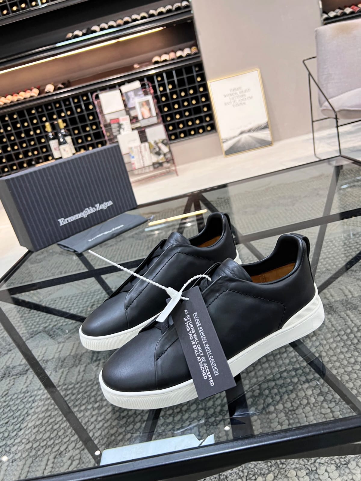 Zegna Black Triple Stitch™ SECONDSKIN Sneakers for Men