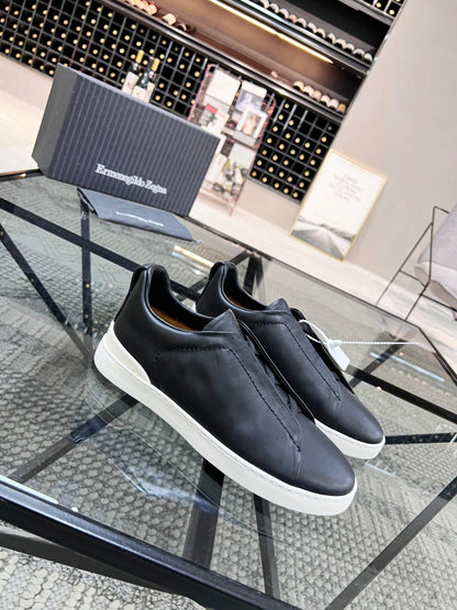 Zegna Black Triple Stitch™ SECONDSKIN Sneakers for Men