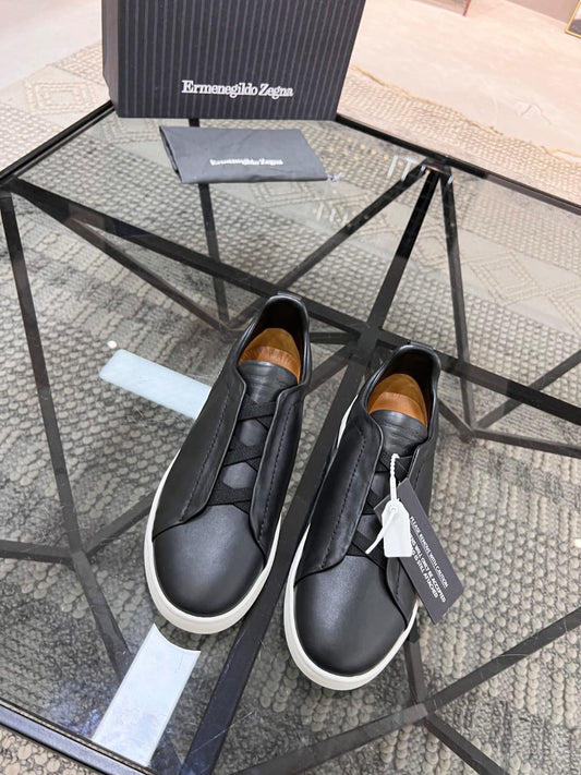 Zegna Black Triple Stitch™ SECONDSKIN Sneakers for Men