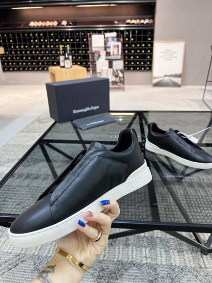 Zegna Black Triple Stitch™ SECONDSKIN Sneakers for Men