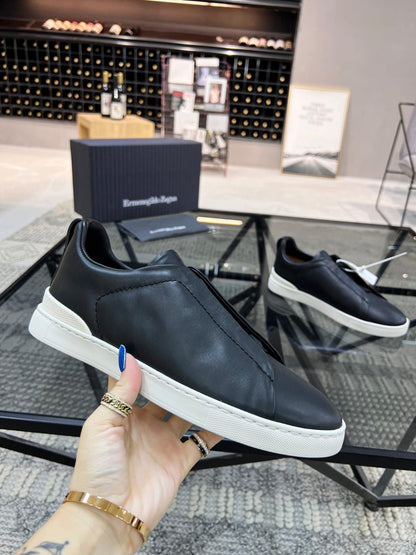 Zegna Black Triple Stitch™ SECONDSKIN Sneakers for Men