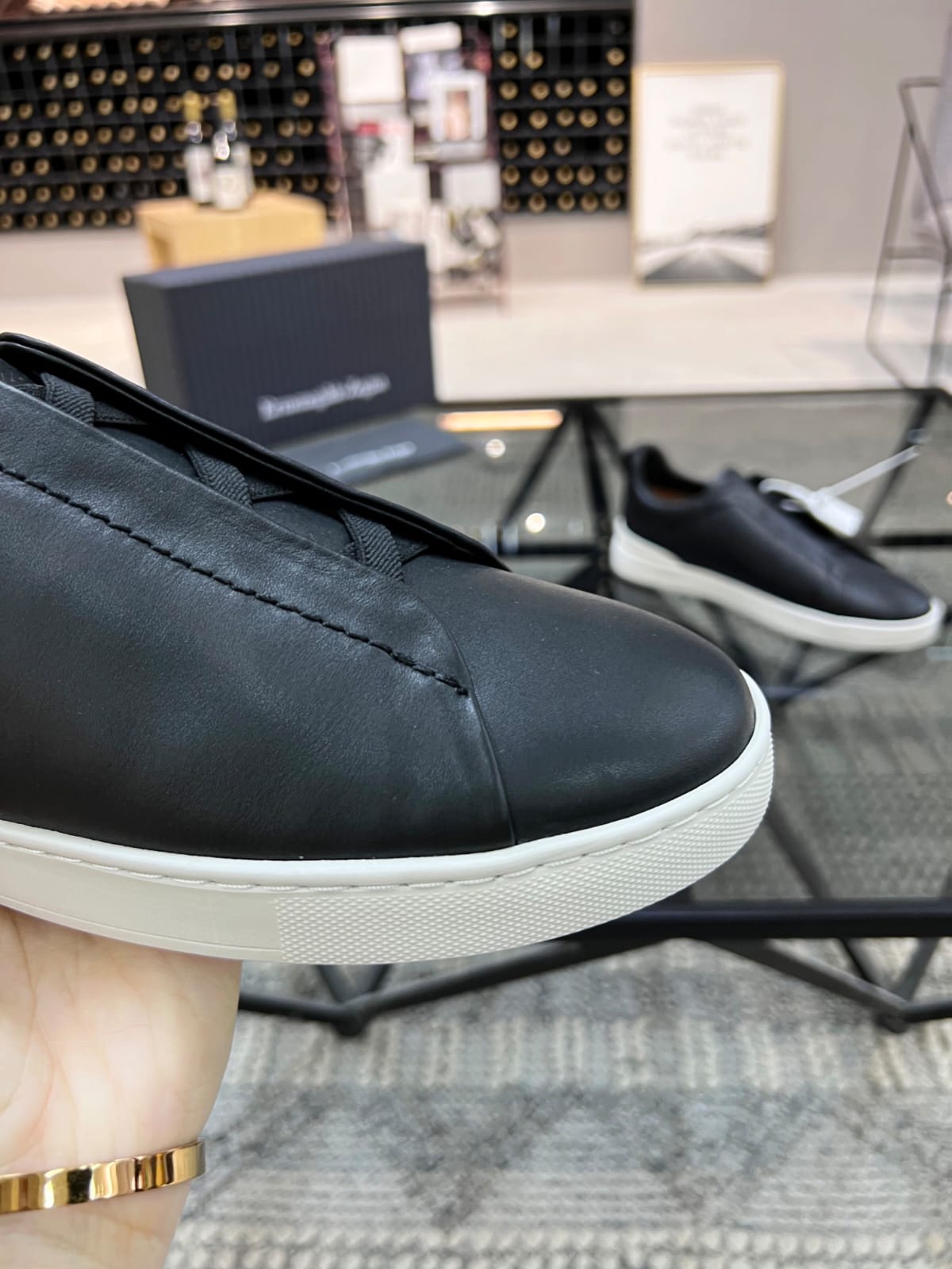 Zegna Black Triple Stitch™ SECONDSKIN Sneakers for Men