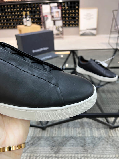 Zegna Black Triple Stitch™ SECONDSKIN Sneakers for Men