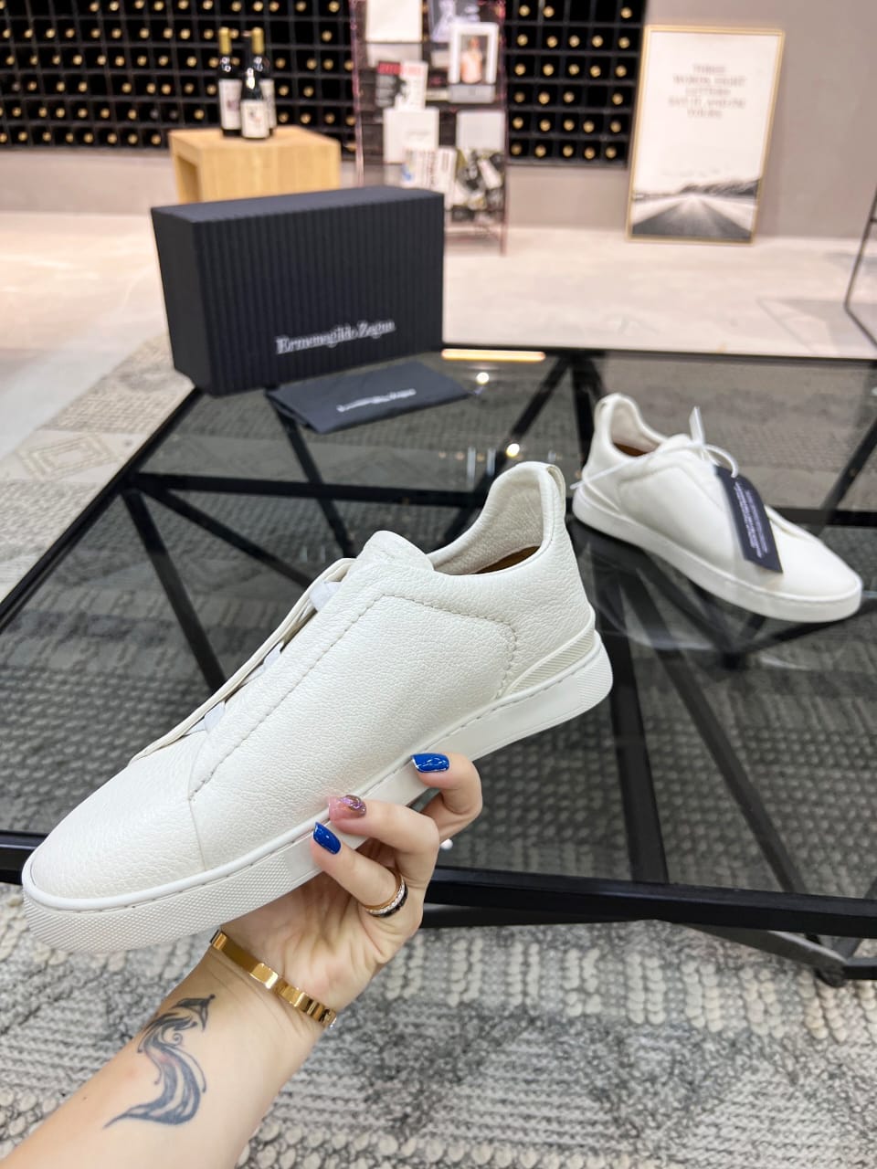 Zegna White Triple Stitch™ SECONDSKIN Sneakers for Men