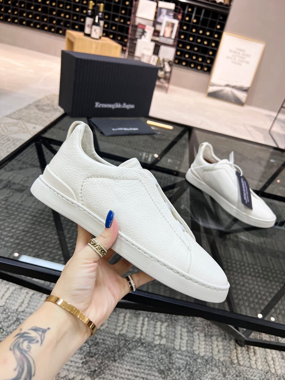 Zegna White Triple Stitch™ SECONDSKIN Sneakers for Men