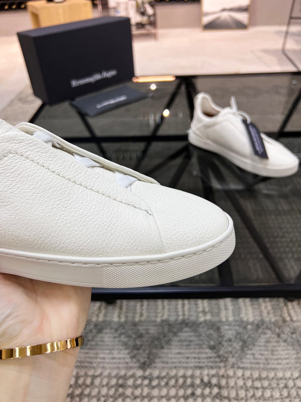 Zegna White Triple Stitch™ SECONDSKIN Sneakers for Men