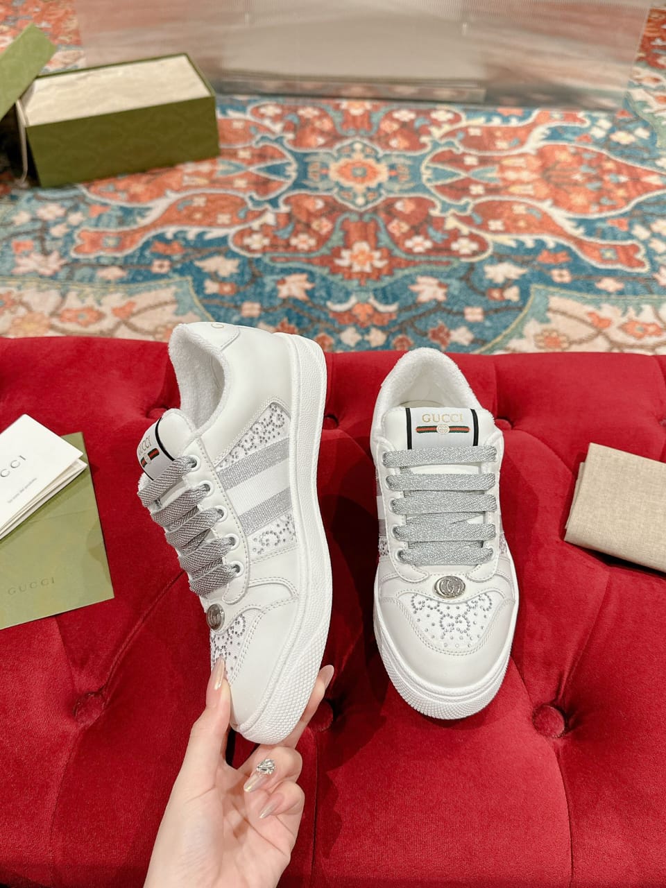 Gucci  Women's GG crystal Screener sneaker