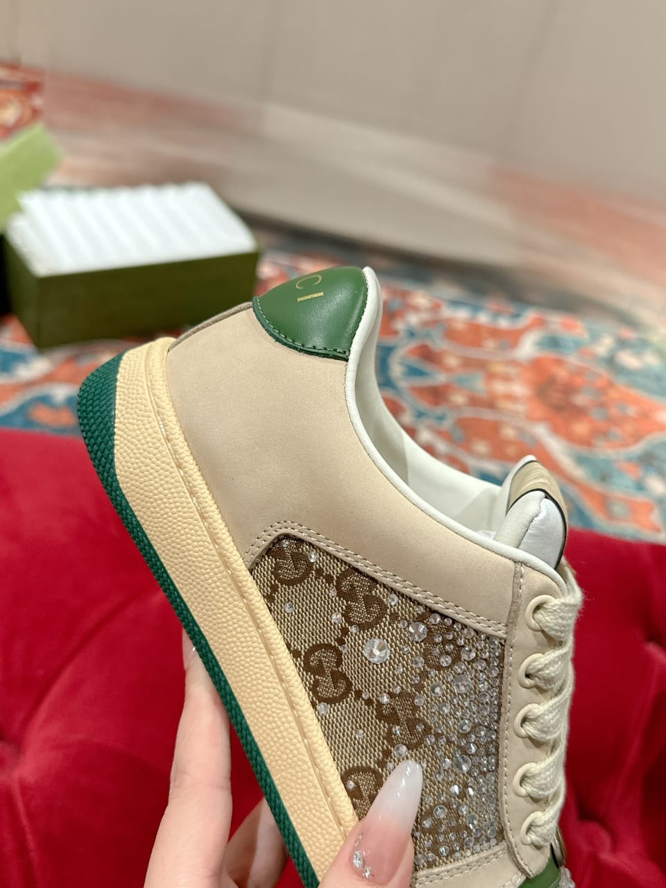 Gucci  Women's GG crystal Screener sneaker
