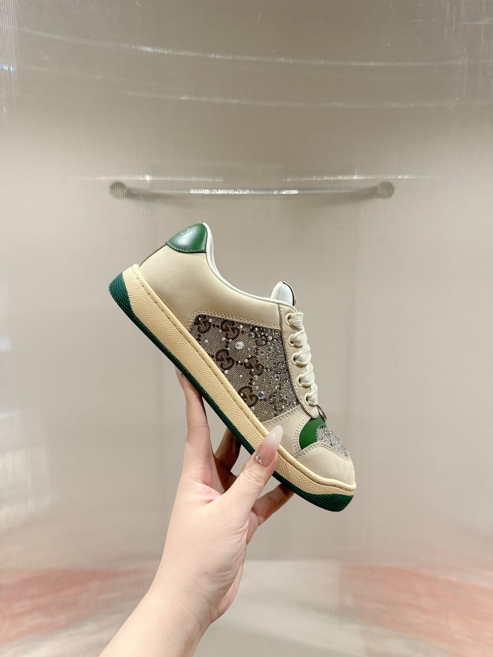 Gucci  Women's GG crystal Screener sneaker