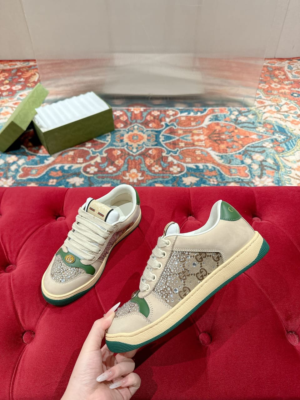 Gucci  Women's GG crystal Screener sneaker