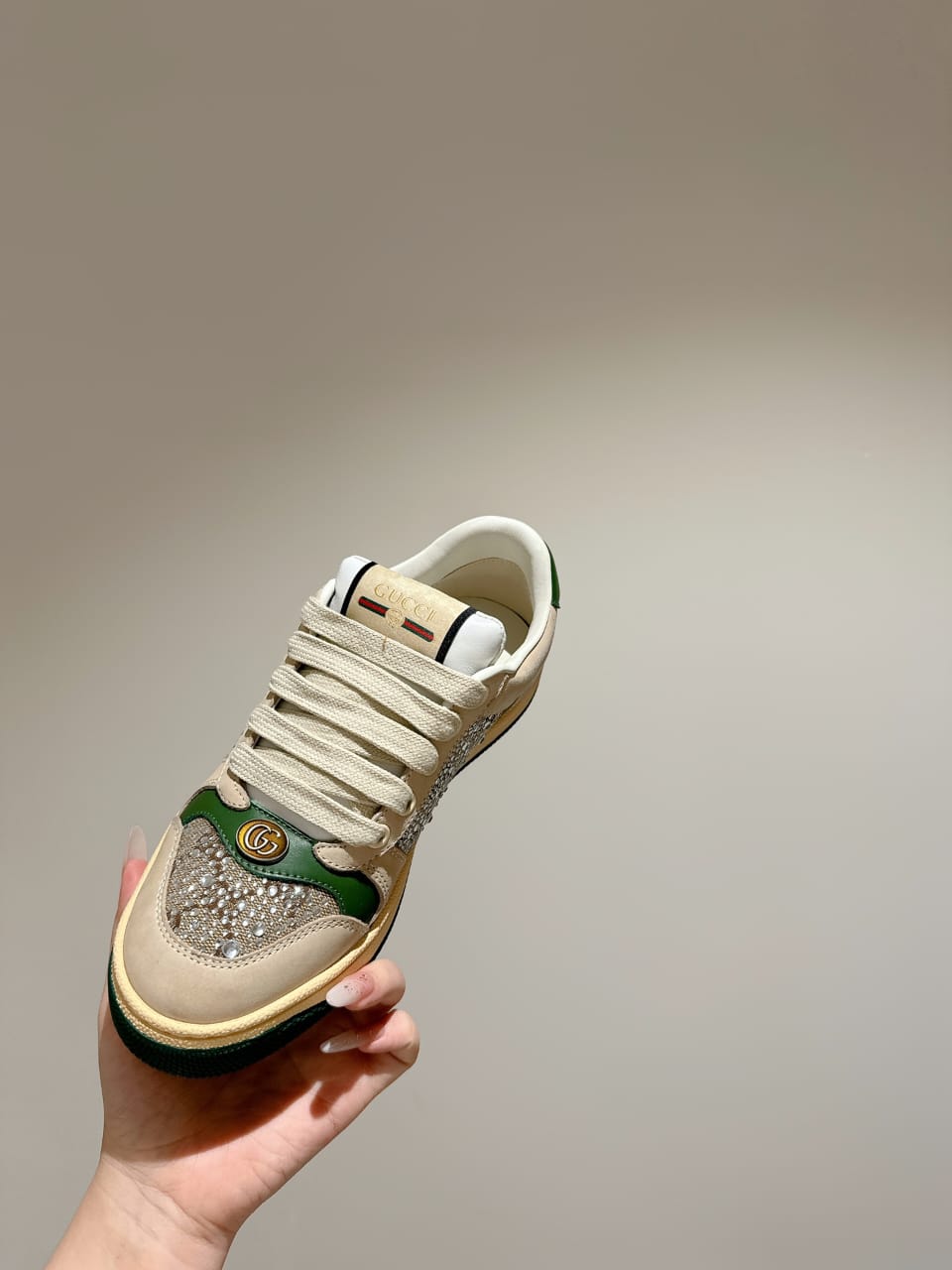 Gucci  Women's GG crystal Screener sneaker