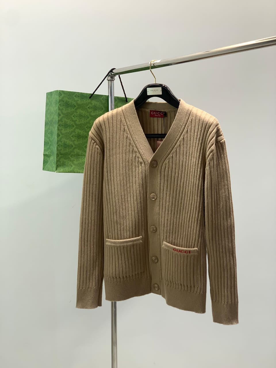 Gucci Rib wool cashmere knit cardigan for men
