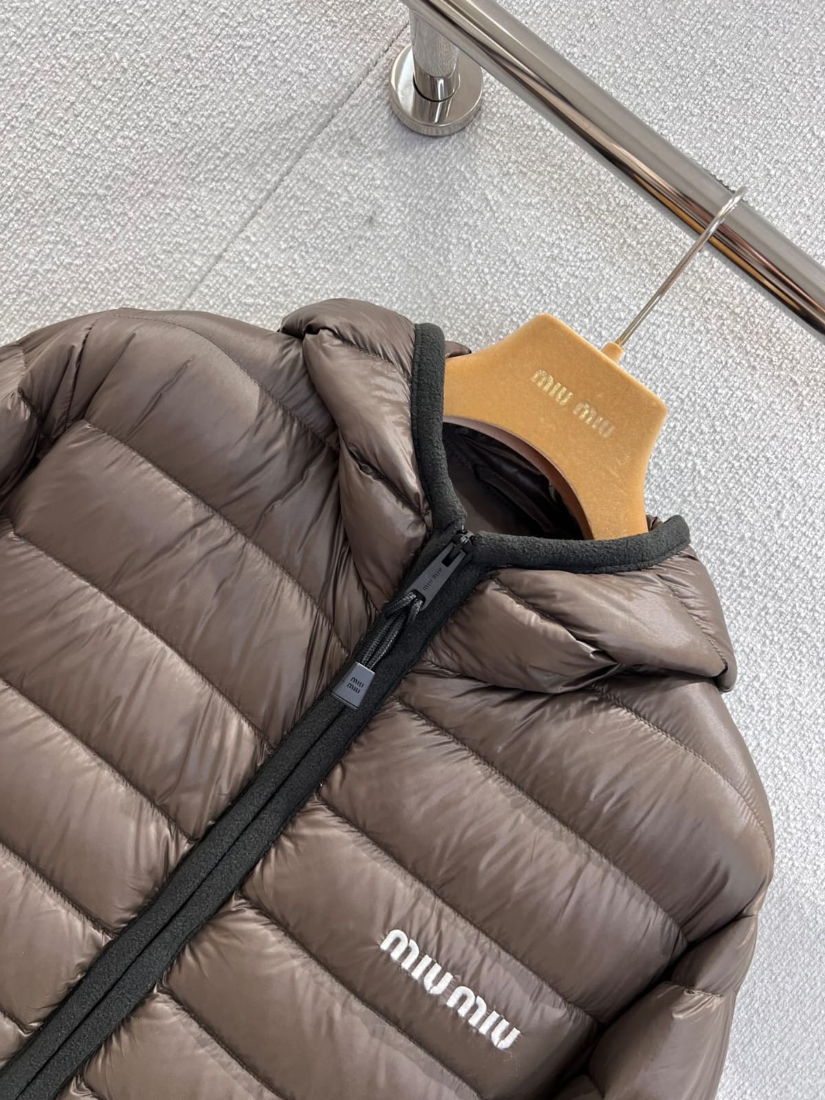 Miu Miu Light pongé down hoodie jacket for women