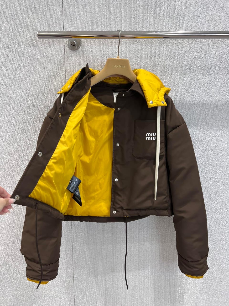 Miu Miu Technical pongé down hoodie jacket for women