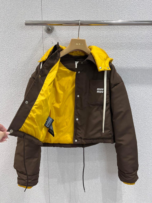 Miu Miu Technical pongé down hoodie jacket for women