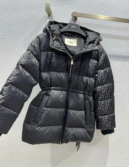 Fendi  Black FF jacquard FF technical fabric down jacket for women