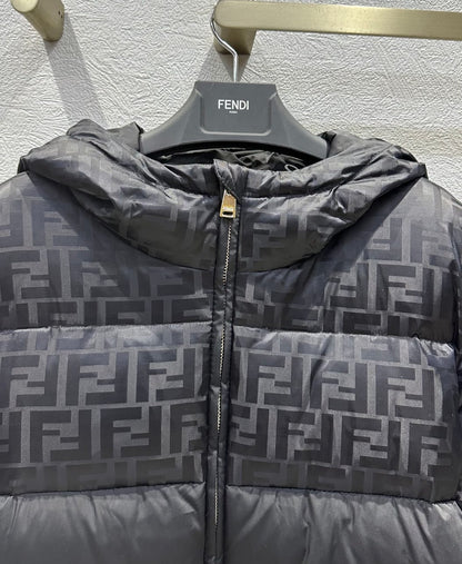 Fendi  Black FF jacquard FF technical fabric down jacket for women