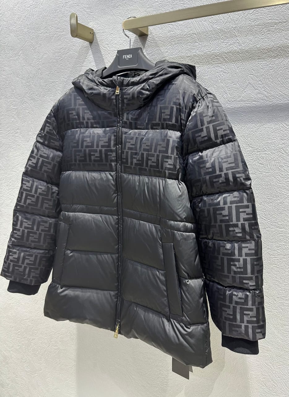 Fendi  Black FF jacquard FF technical fabric down jacket for women