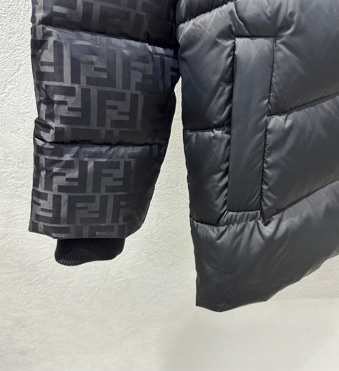 Fendi  Black FF jacquard FF technical fabric down jacket for women