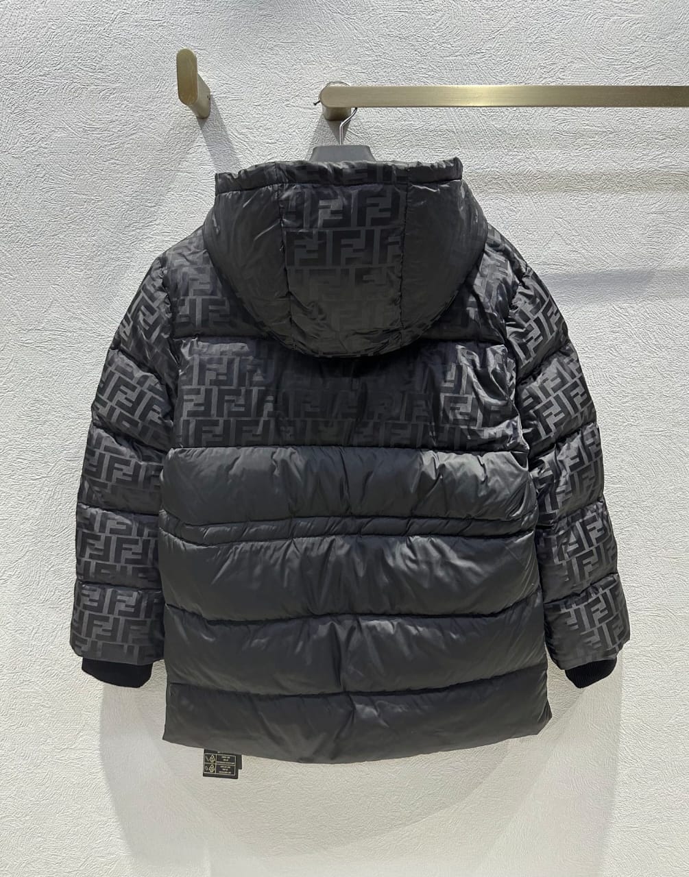Fendi  Black FF jacquard FF technical fabric down jacket for women