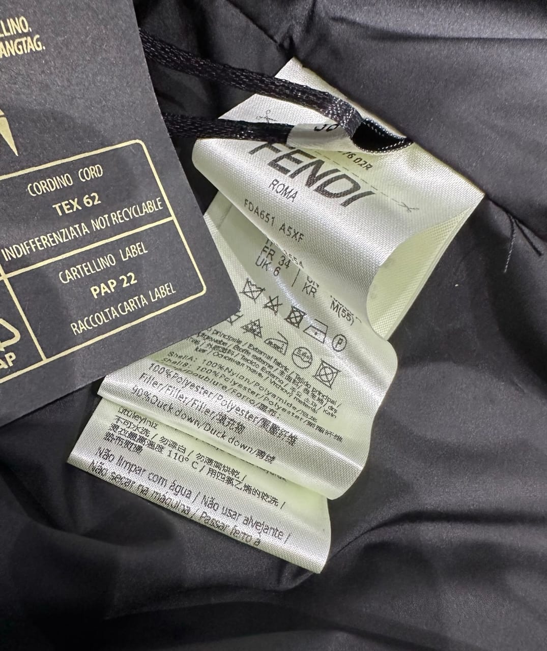 Fendi  Black FF jacquard FF technical fabric down jacket for women