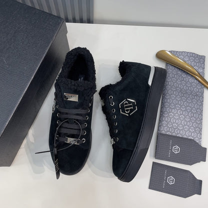 Philipp Plein  Suede Fur Low Top Sneakers Carson for men