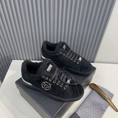 Philipp Plein  Suede Fur Low Top Sneakers Carson for men