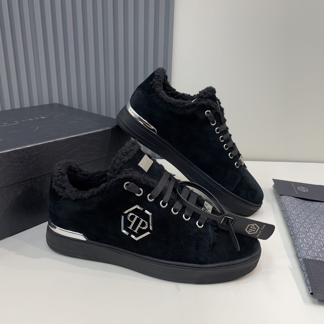 Philipp Plein  Suede Fur Low Top Sneakers Carson for men