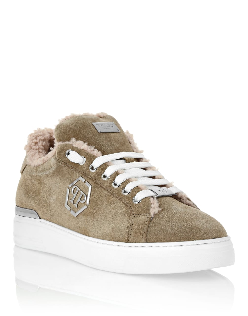Philipp Plein  Suede Fur Low Top Sneakers Carson