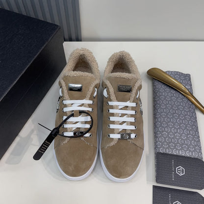 Philipp Plein  Suede Fur Low Top Sneakers Carson