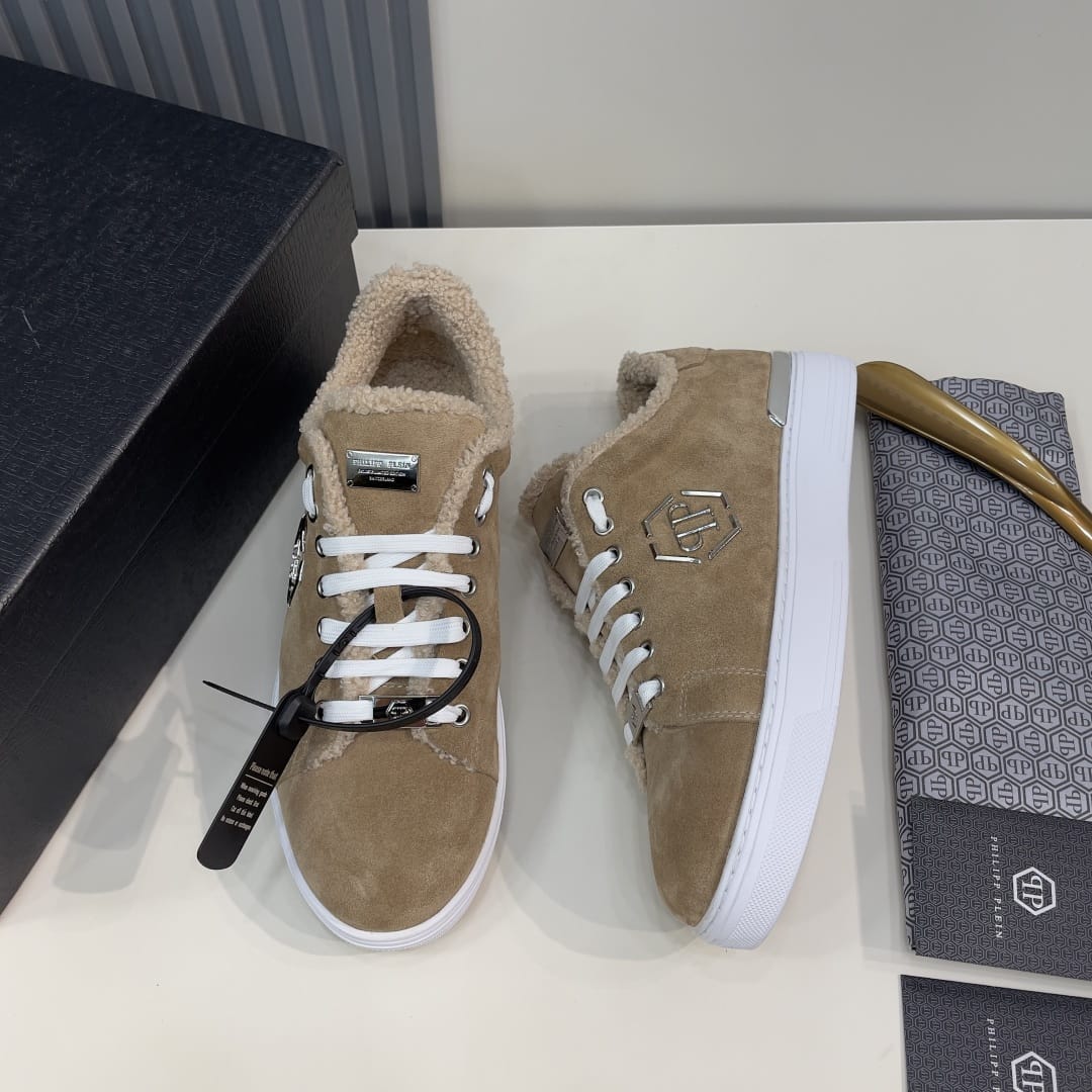 Philipp Plein  Suede Fur Low Top Sneakers Carson