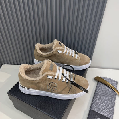 Philipp Plein  Suede Fur Low Top Sneakers Carson