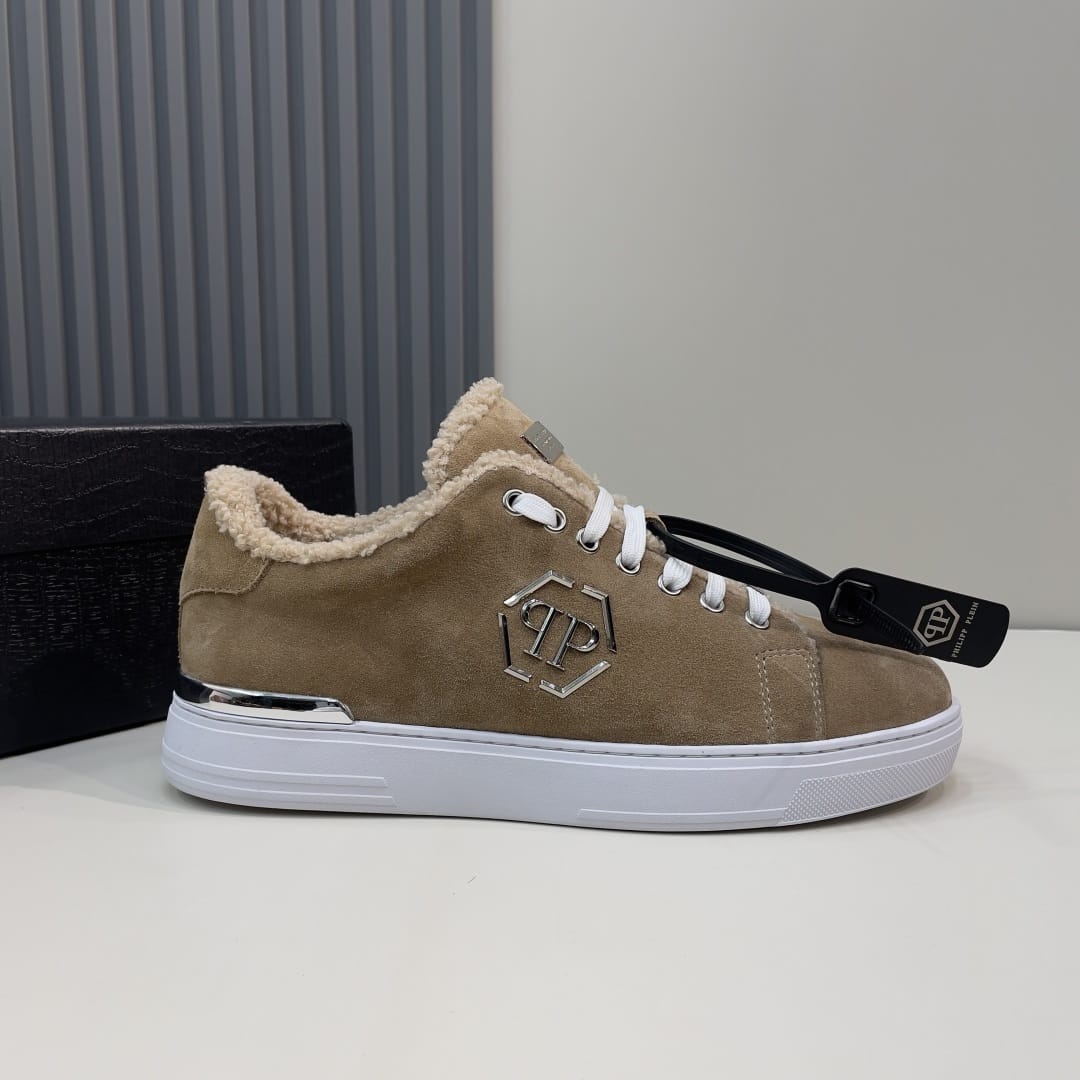 Philipp Plein  Suede Fur Low Top Sneakers Carson