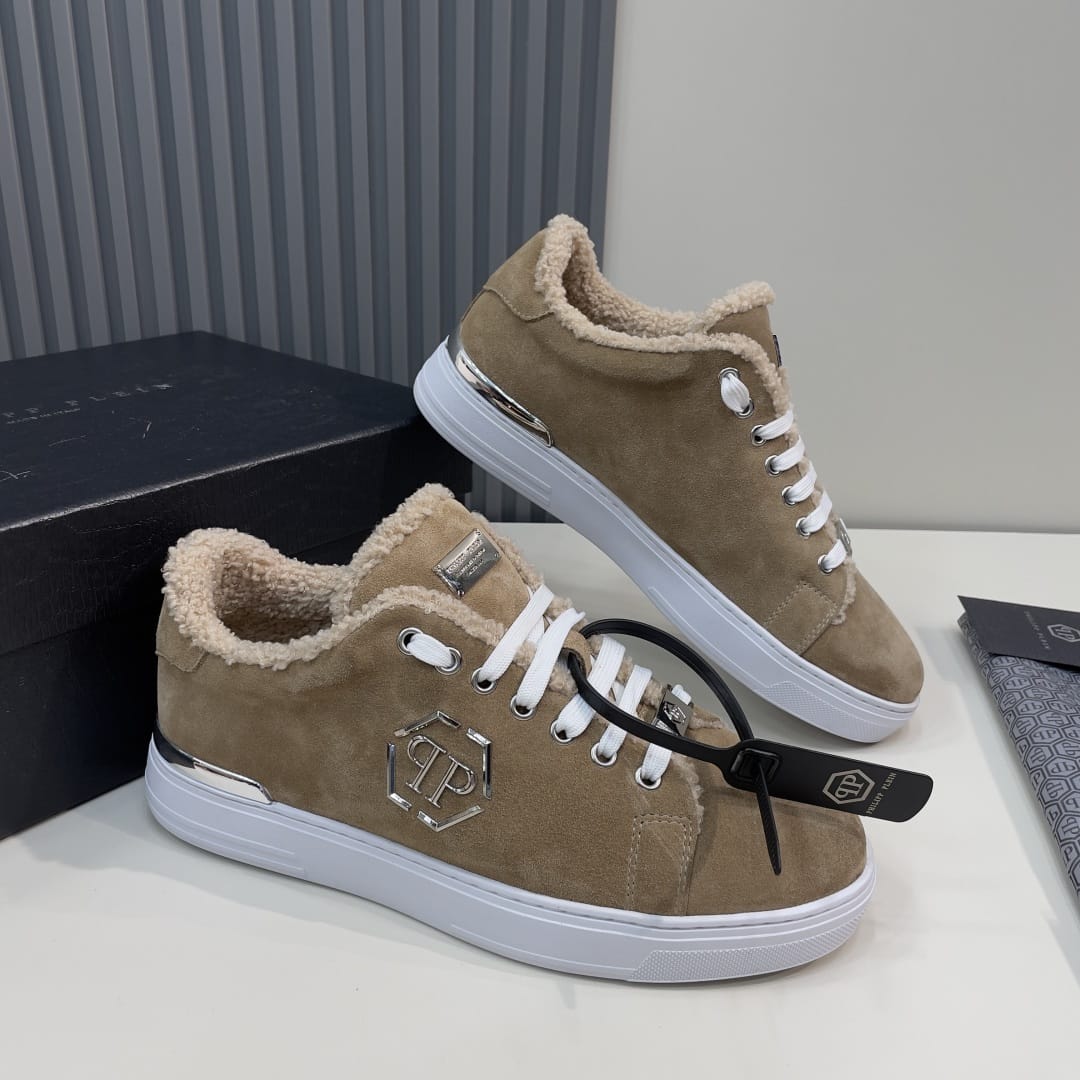 Philipp Plein  Suede Fur Low Top Sneakers Carson