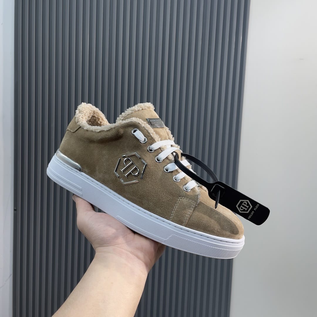 Philipp Plein  Suede Fur Low Top Sneakers Carson