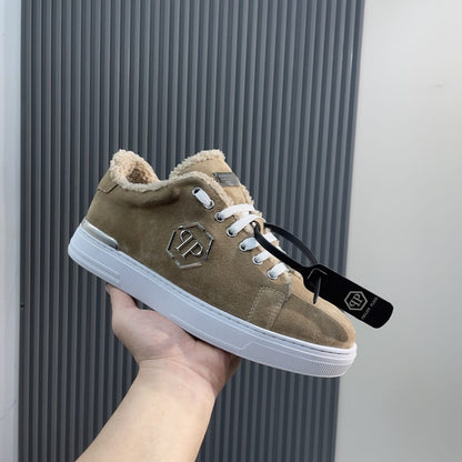 Philipp Plein  Suede Fur Low Top Sneakers Carson