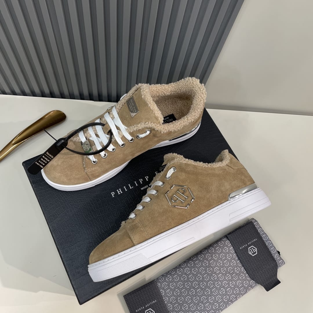 Philipp Plein  Suede Fur Low Top Sneakers Carson