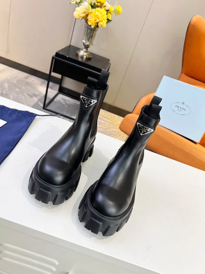 Prada Monolith brushed leather Chelsea boots for women