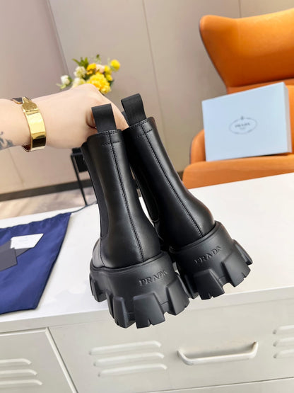 Prada Monolith brushed leather Chelsea boots for women
