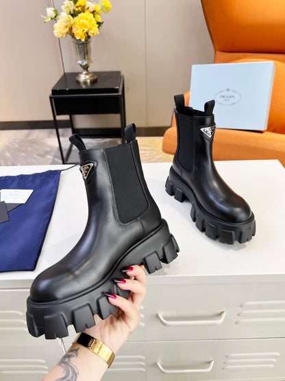 Prada Monolith brushed leather Chelsea boots for women