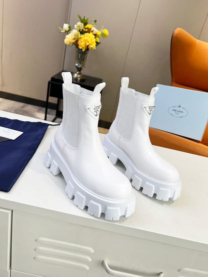 Prada Monolith brushed leather Chelsea boots for women