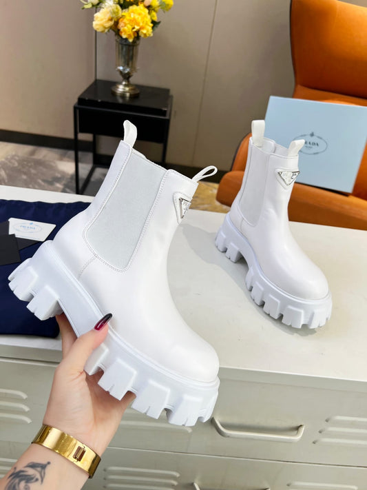 Prada Monolith brushed leather Chelsea boots for women