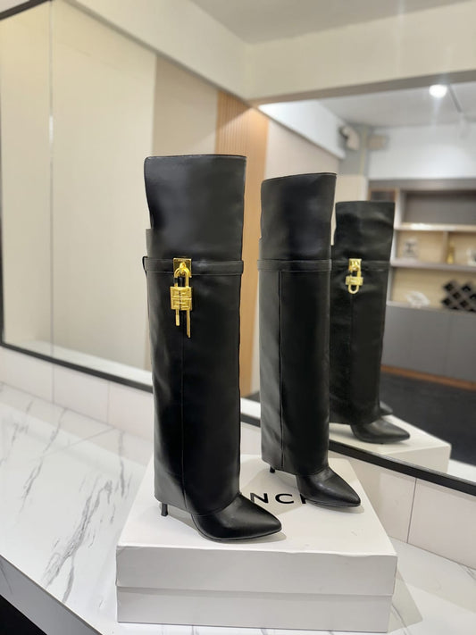 Givenchy Shark Lock Stiletto over-the-knee boots in leather for women