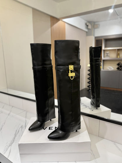 Givenchy Shark Lock Stiletto over-the-knee boots in leather for women