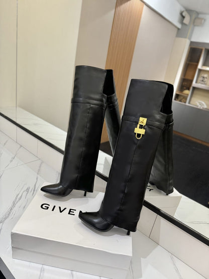 Givenchy Shark Lock Stiletto over-the-knee boots in leather for women
